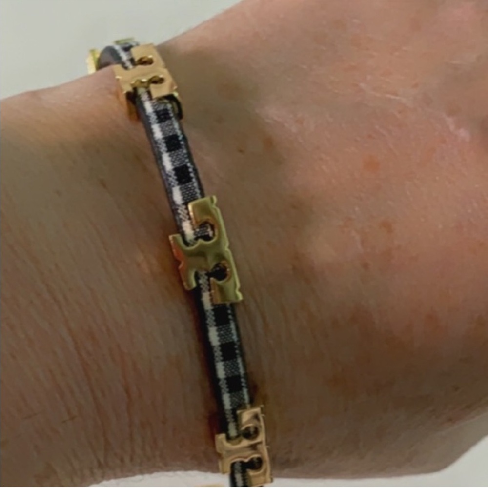 Tory Burch single Ts Wrap Plaid Leather bracelet - Picture 2 of 8